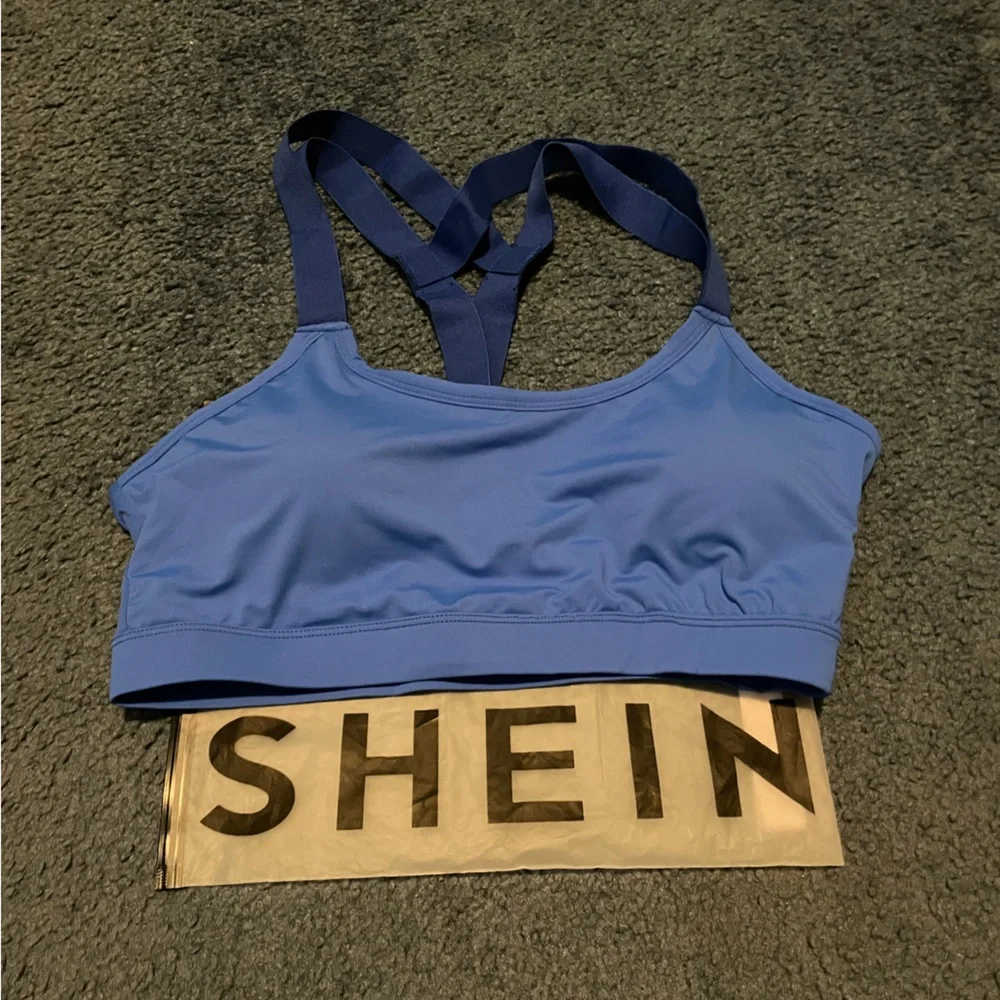 Blue Strappy Sports bra - Picture 4 of 5